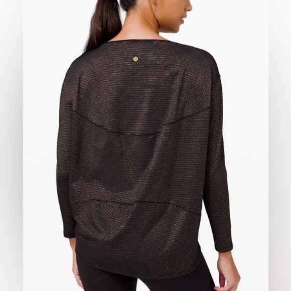 Lululemon Back In Action Long Sleeve Striped Gold Shine Size XS/S - Picture 1 of 8